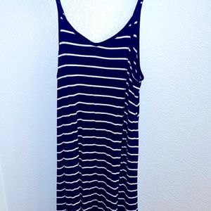 Navy Blue Striped Spaghetti strap dress.